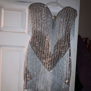 A beautiful fridge white and silver dress